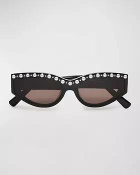 Солнцезащитные очки Catalina «кошачий глаз» из жемчужного ацетата Lele Sadoughi, цвет Jet