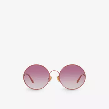 Солнцезащитные очки CC0016S в металлической круглой оправе Chloe, розовый