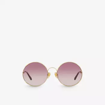 Солнцезащитные очки CC0016S в металлической круглой оправе Chloe, желтый