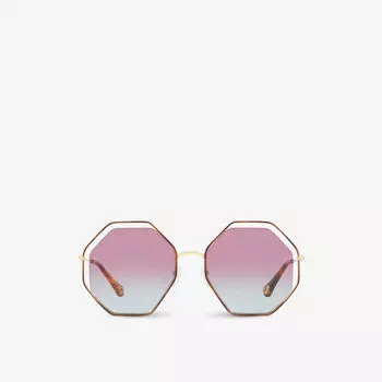 Солнцезащитные очки ch0046s в металлической шестиугольной оправе Chlo, коричневый