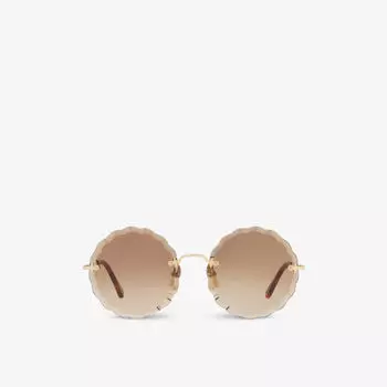 Солнцезащитные очки ch0047s в круглой оправе с металлическими зубцами Chlo, коричневый