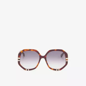 Солнцезащитные очки CH0105S в шестиугольной оправе из ацетата ацетата Chloe, коричневый