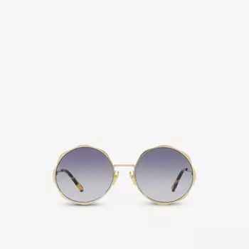 Солнцезащитные очки Ch0184S в круглой оправе из металла Chloe, золотой