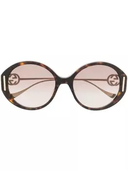 Солнцезащитные очки черепаховой расцветки Gucci Eyewear, коричневый