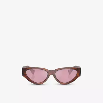 Солнцезащитные очки черепаховой расцветки «кошачий глаз» mu 03zs Miu Miu, коричневый