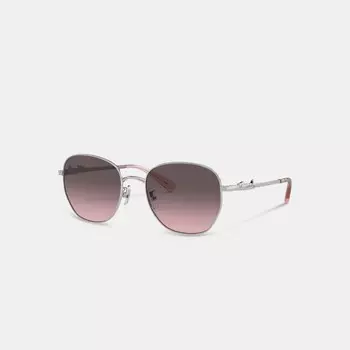 Солнцезащитные очки COACH Coach Script Round, цвет Silver/Pink