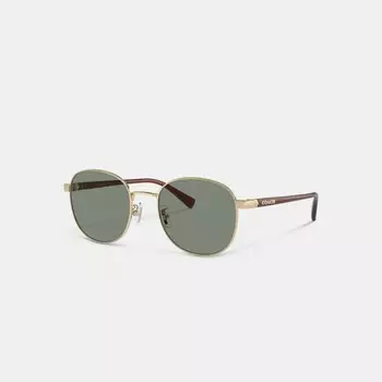 Солнцезащитные очки COACH Metal Round, цвет Gold/Green