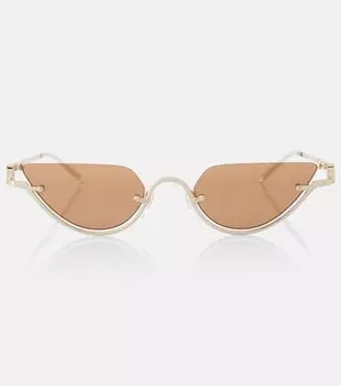 Солнцезащитные очки Double G с кошачьим глазом Gucci, Gold-Gold-Brown