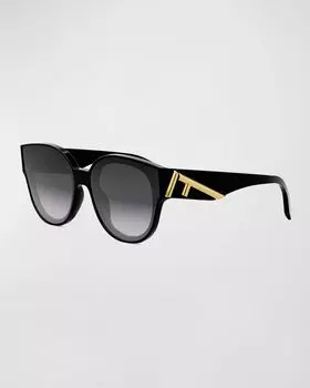 Солнцезащитные очки Fendi First из ацетата круглой формы, цвет Sblk/Smkg
