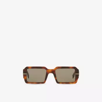 Солнцезащитные очки Fendi квадратные в черепаховой ацетатной оправе, коричневый