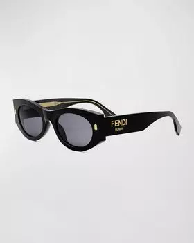 Солнцезащитные очки Fendi Roma из ацетата с щитками, цвет Black