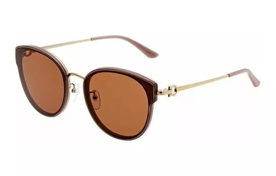 Солнцезащитные очки Ferragamo в металлической оправе унисекс коричневого цвета