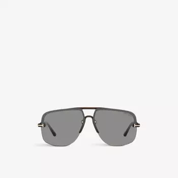 Солнцезащитные очки FT1003 Hugo в ацетатной оправе-авиаторе Tom Ford, коричневый