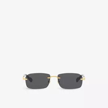 Солнцезащитные очки GG1221S в металлической прямоугольной оправе Gucci, желтый