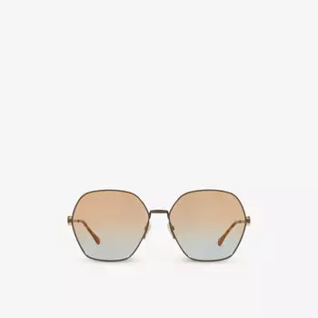 Солнцезащитные очки GG1335S в металлической прямоугольной оправе Gucci, коричневый