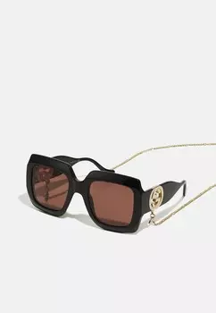 Солнцезащитные очки Gg Oversized Square Acetate Sunglasses Gucci, цвет black/brown