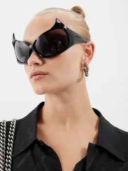 Солнцезащитные очки gotham из нейлона оверсайз Balenciaga, черный