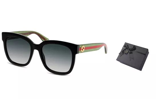 Солнцезащитные очки Gucci, черный / зеленый / красный