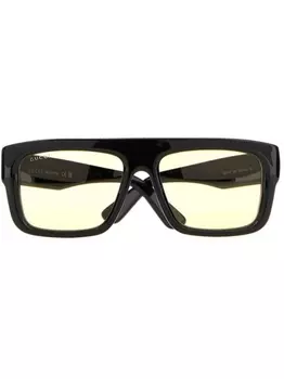 Солнцезащитные очки Gucci Eyewear в прямоугольной оправе с выгравированным логотипом, черный