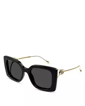 Солнцезащитные очки Gucci Flat & Bend Squared, литье и металл, 54 мм, черный
