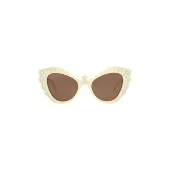 Солнцезащитные очки Gucci кошачий глаз, цвет слоновой кости/коричневый