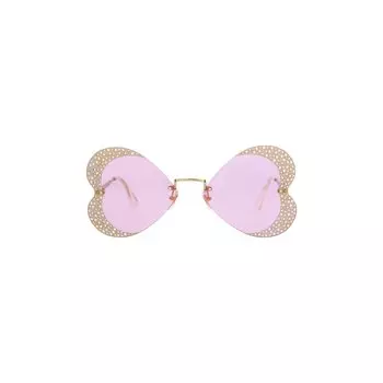 Солнцезащитные очки Gucci кошачий глаз, золотисто-розовые