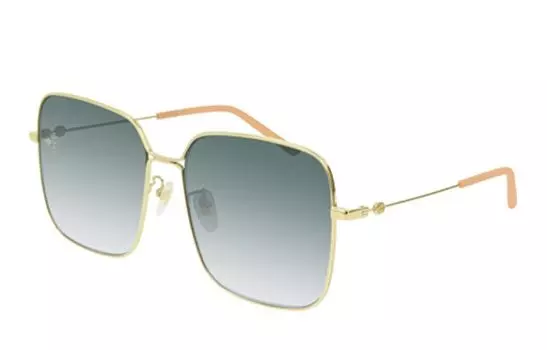 Солнцезащитные очки Gucci Logo женские, золотой / зеленый