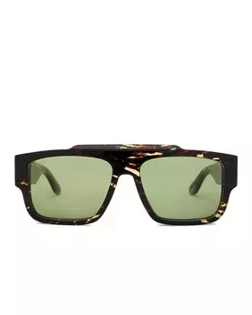 Солнцезащитные очки Gucci Rectangular, цвет Havana & Green