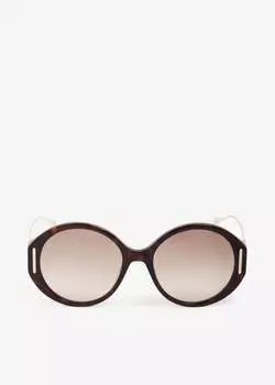 Солнцезащитные очки Gucci Round Frame, коричневый