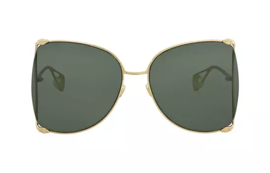 Солнцезащитные очки Gucci с зелеными линзами, золотой