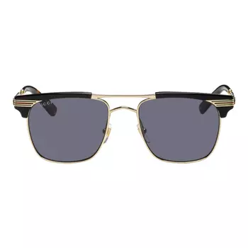 Солнцезащитные очки Gucci Square, черный/золотой