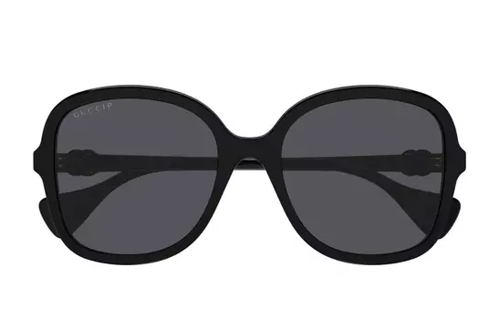 Очки солнцезащитные Gucci Unisex овальные, черный / золотой