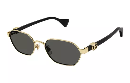 Очки солнцезащитные Gucci Unisex в прямоугольной форме, золотой / черный