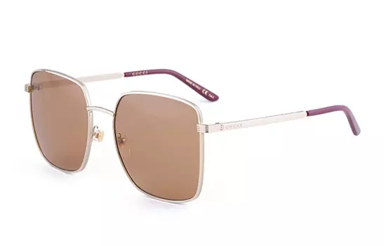 Очки солнцезащитные Gucci Unisex в прямоугольной форме, коричневый