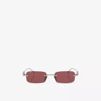 Солнцезащитные очки Gucci в металлической оправе прямоугольной формы, серебряный