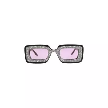 Солнцезащитные очки Gucci в прямоугольной оправе, Черный/Розовый