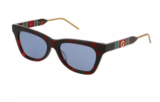 Солнцезащитные очки Gucci женские, коричневый / синий / золотой