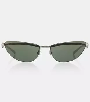 Солнцезащитные очки Horsebit «кошачий глаз» Gucci, цвет silver-silver-grey