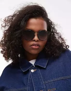 Солнцезащитные очки influx round с золотой отделкой в черепаховом цвете Le Specs