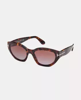 Солнцезащитные очки из ацетата с геометрическим узором Tom Ford, коричневый