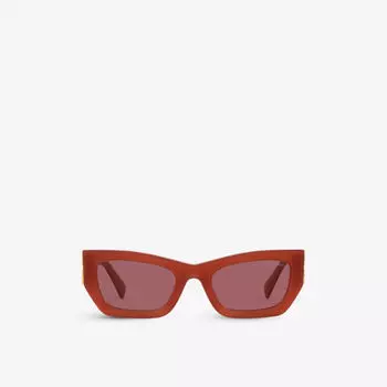 Солнцезащитные очки из ацетата в прямоугольной оправе MU 09WS с фирменным декором Miu Miu, красный