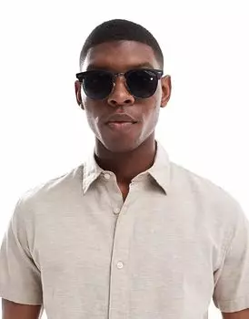 Солнцезащитные очки Jack & Jones в ретро-оправе черного цвета