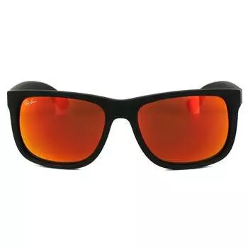 Солнцезащитные очки justin 4165 622/6q резиновые красные зеркальные Ray-Ban, черный
