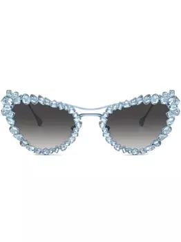 Солнцезащитные очки-клипоны с кристаллами Swarovski, синий