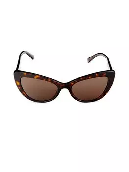 Солнцезащитные очки «кошачий глаз» 54 мм Versace, цвет Havana Brown