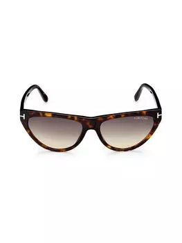 Солнцезащитные очки «кошачий глаз» 56MM Tom Ford, цвет Brown Beige