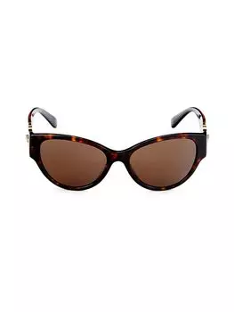 Солнцезащитные очки «кошачий глаз» 56MM Versace, цвет Havana