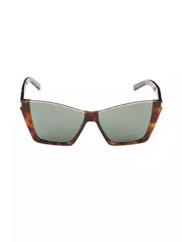 Солнцезащитные очки «кошачий глаз» 58MM Saint Laurent, цвет Havana Brown