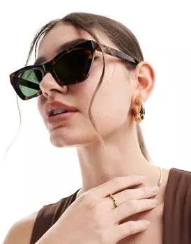 Солнцезащитные очки «кошачий глаз» ASOS коричневого черепахового цвета с поляризованными ацетатными линзами