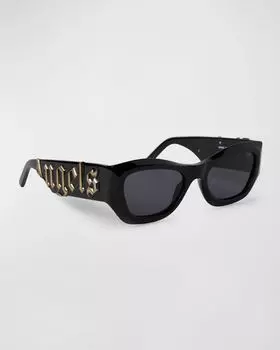 Солнцезащитные очки «кошачий глаз» Canby из ацетата и металла Palm Angels, цвет Black